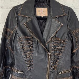 Vintage Wilson’s Distressed Corset Style Leather Coat Size XS